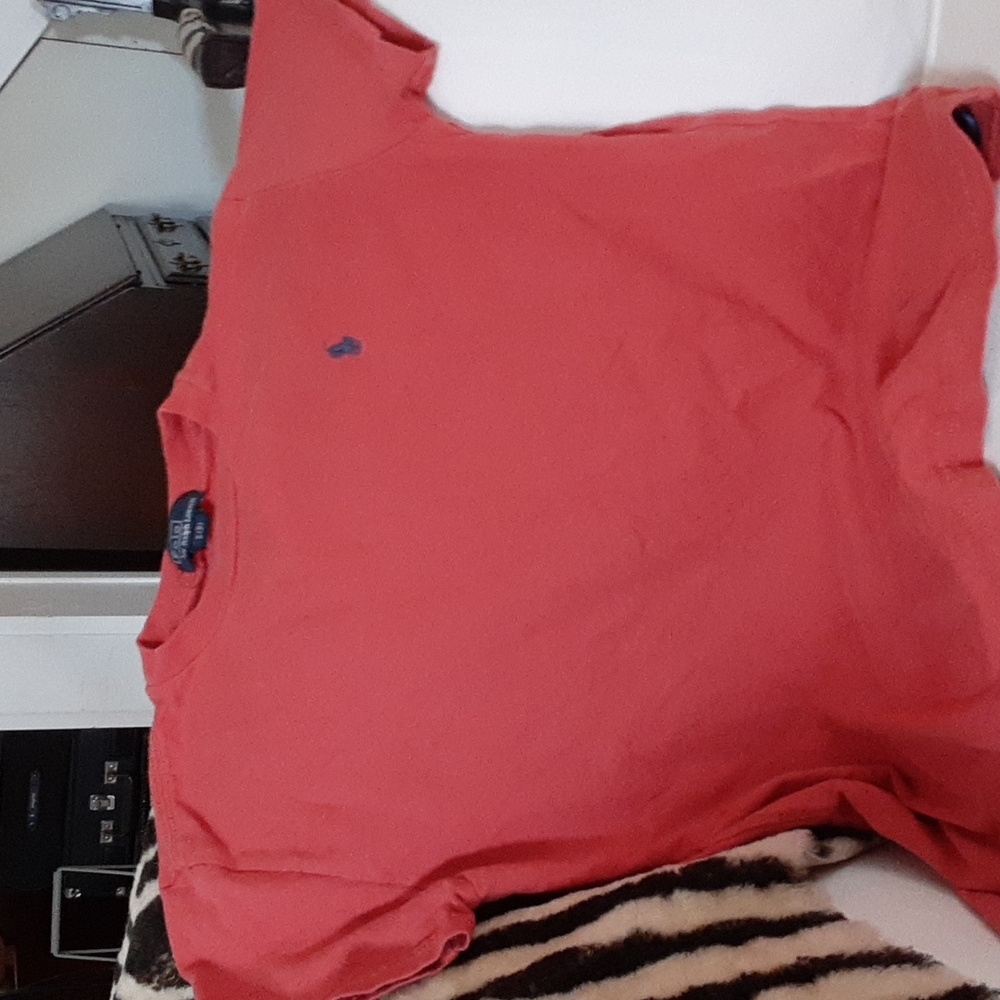 Boy's size 8 faded red Polo t-shirt with blue logo. Crew neck with short sleeves